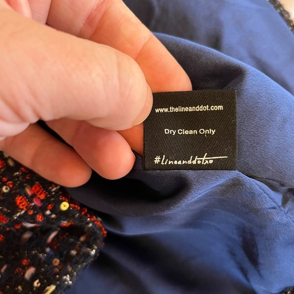 Line + Dot Size S Cropped Tweed Button-Front Jacket Hooded Metallic - Picture 12 of 12